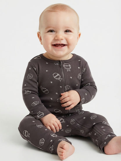 Baby AOP Full Zipper Playsuit
