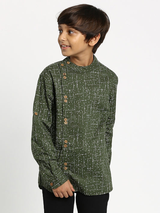 Boys Long Sleeve Left Kurta