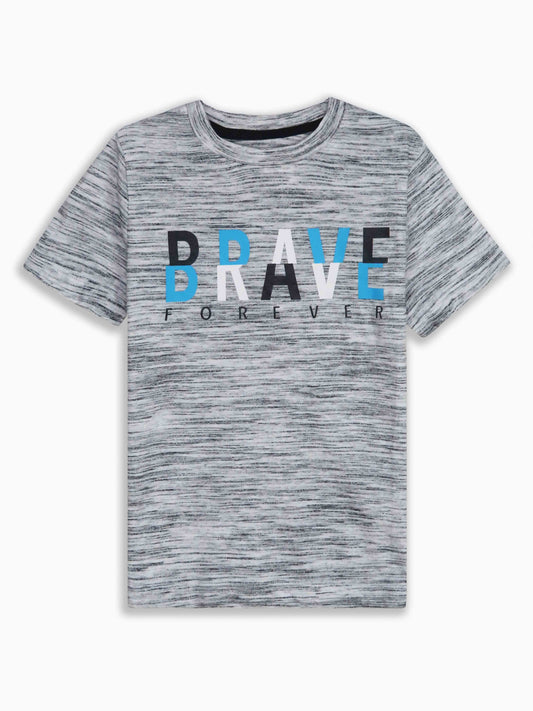 Boys Printed T Shirt Light Grey Melange