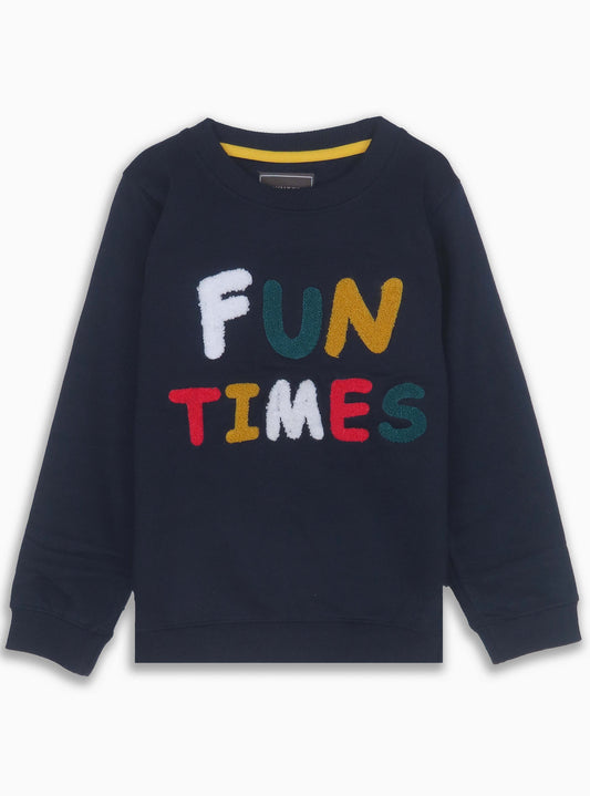 Boys Navy Applique Pullover Sweatshirt