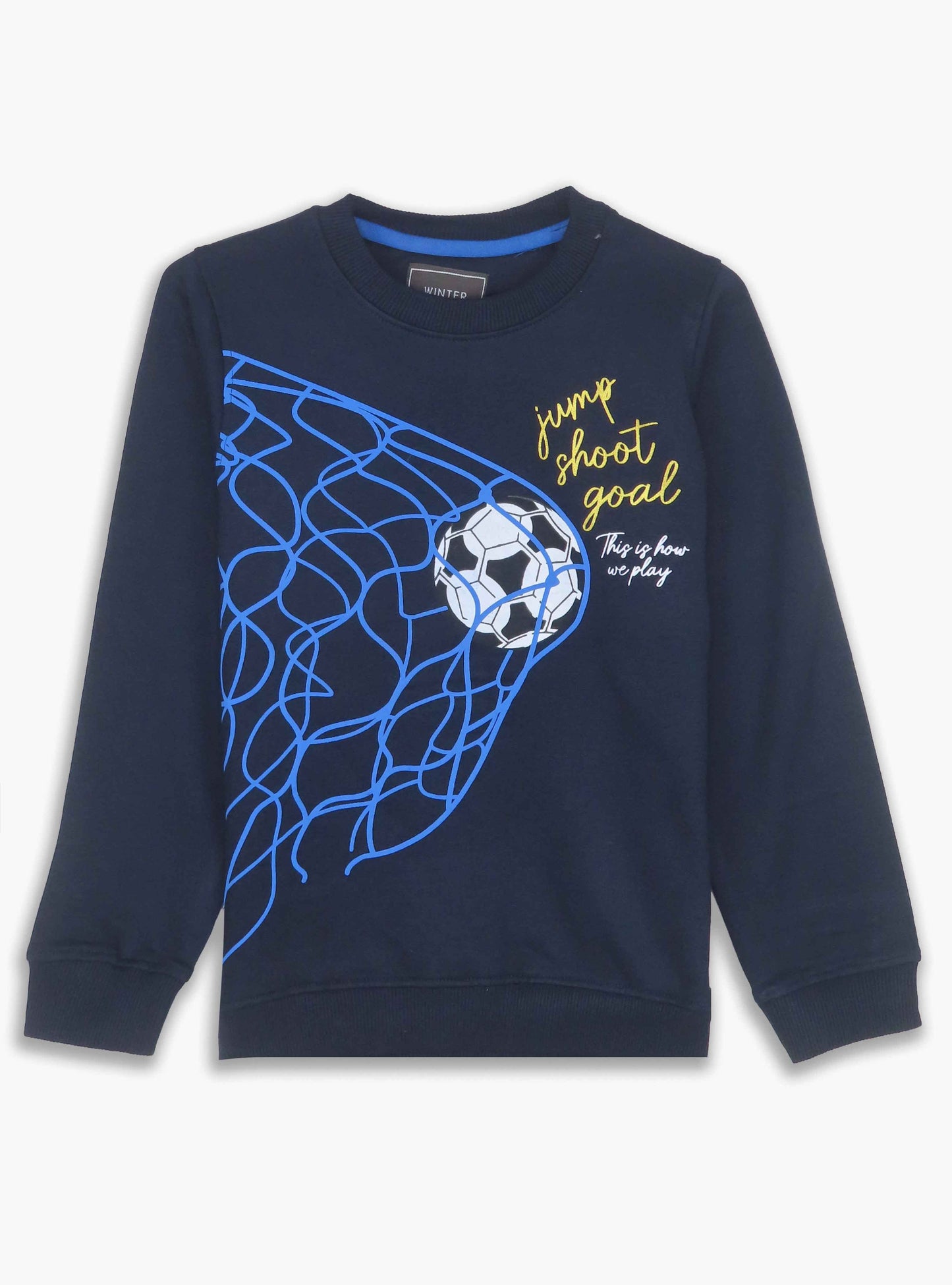 Boys Navy Football Print Pullover Sweatshirt