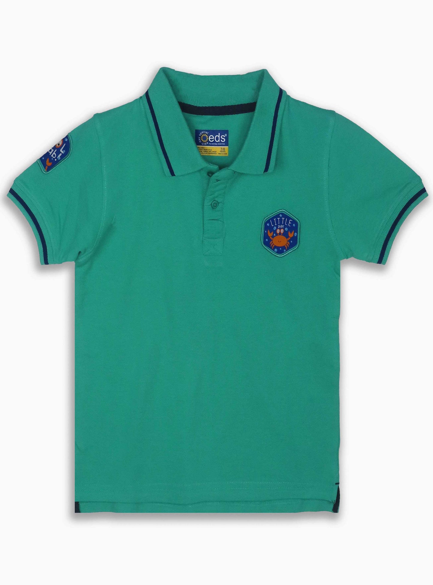 eds Boys Applique Green Collar T Shirt