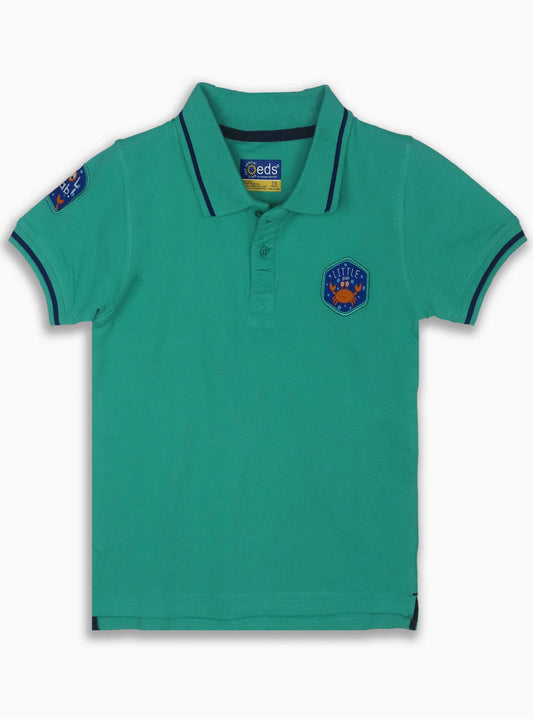 eds Boys Applique Green Collar T Shirt