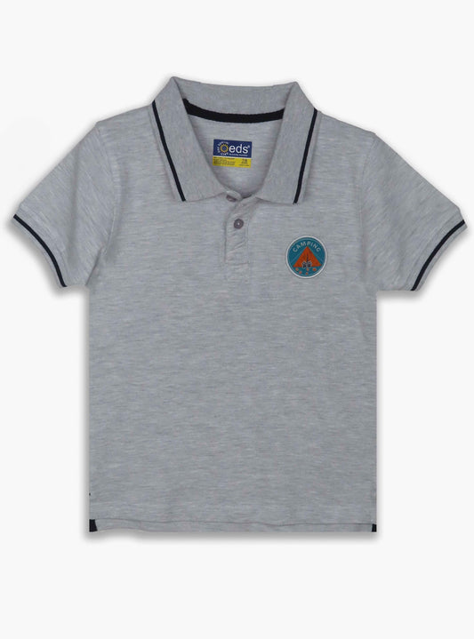 eds Boys Applique Grey Collar T Shirt