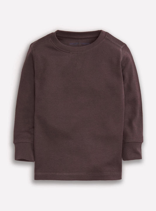 Boys Textured Brown T Shirt