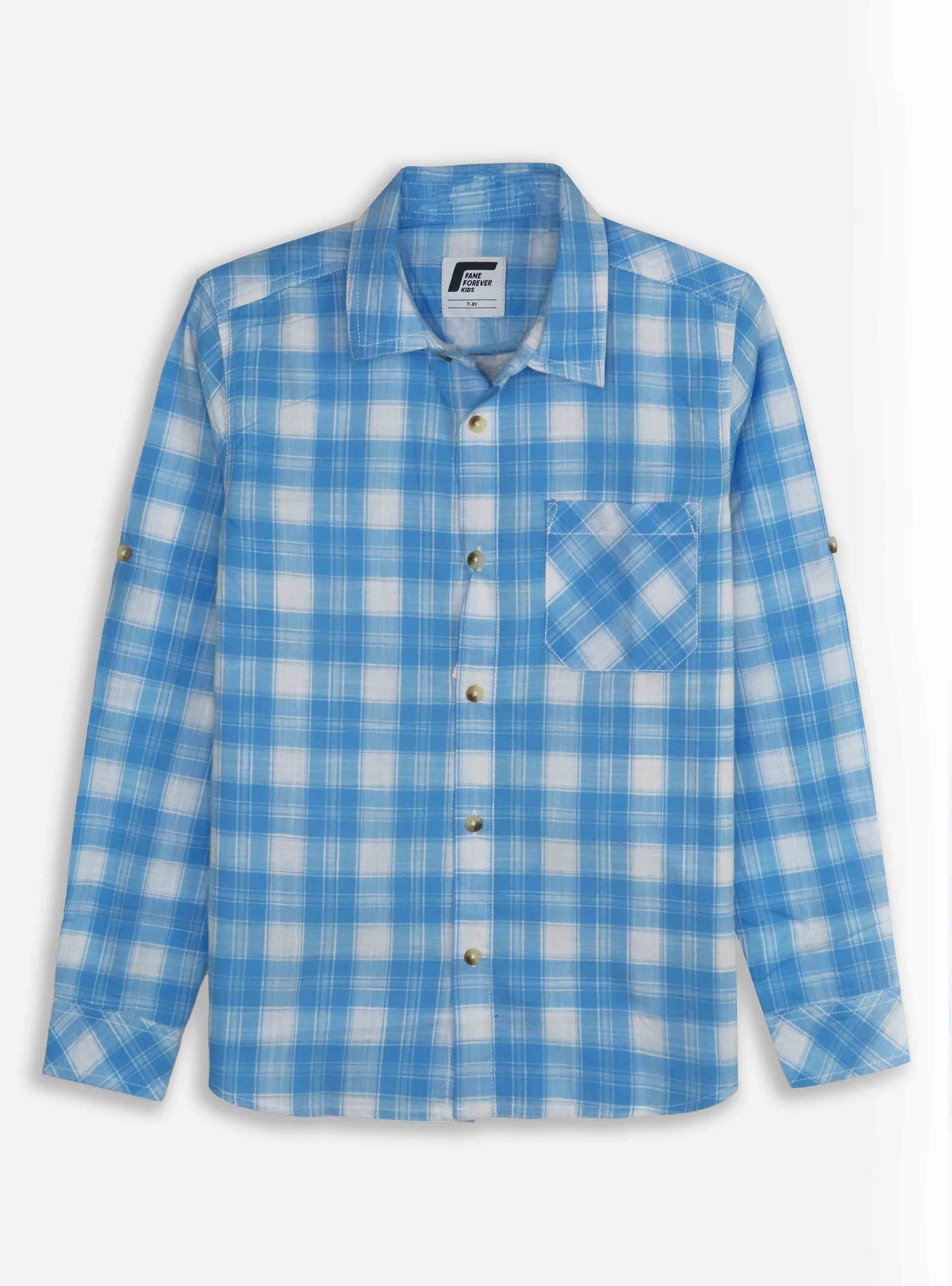 Boys Long Sleeve Blue Woven Shirt