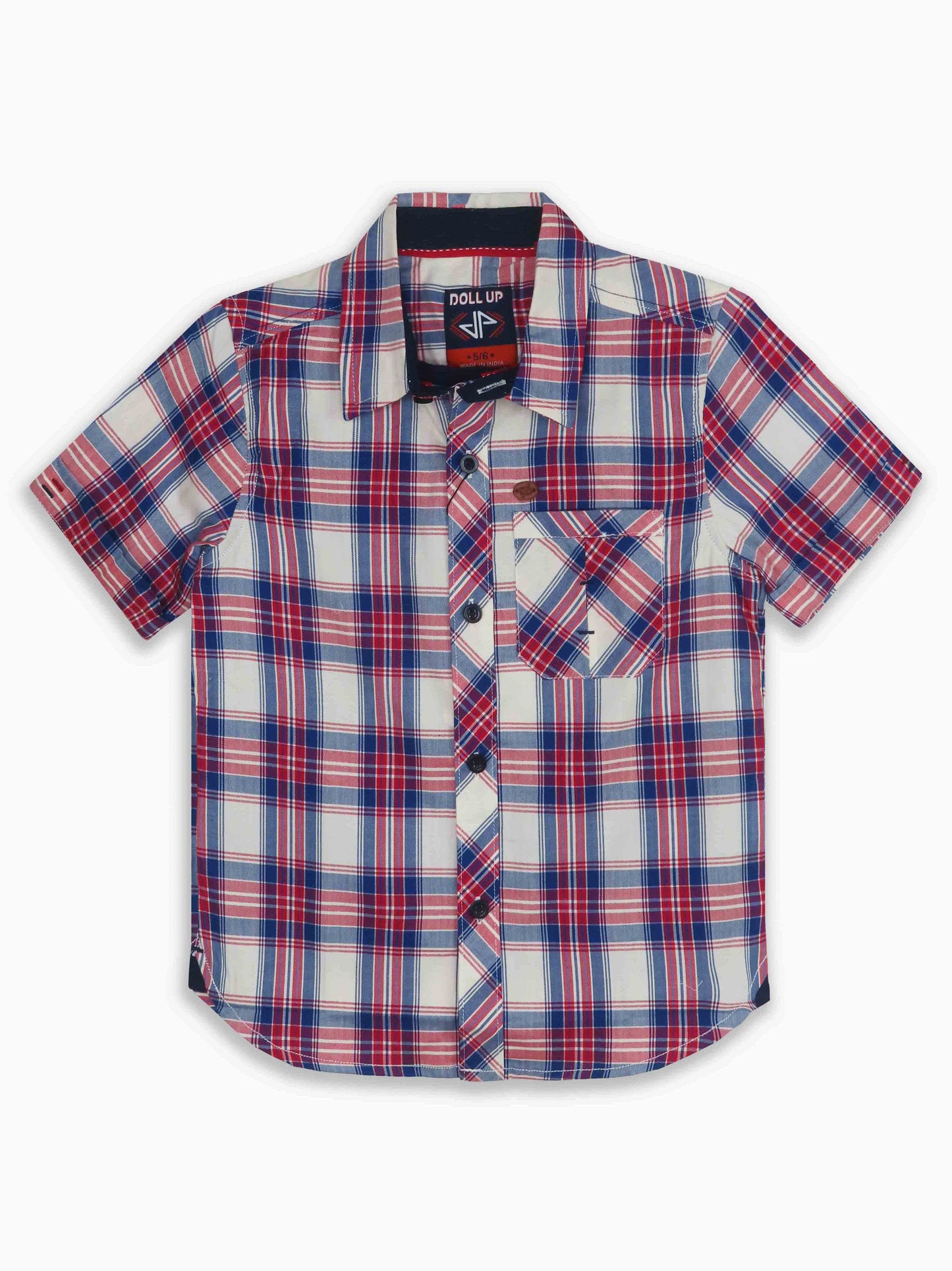 Boys Blue-Red Woven Shirt