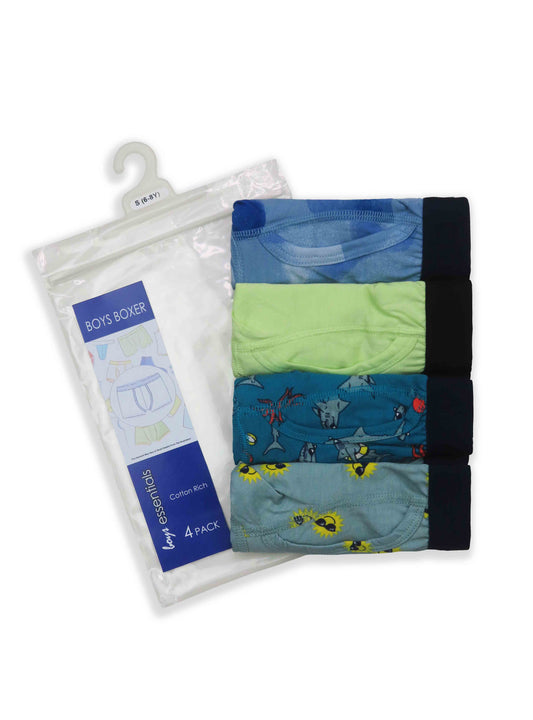 Boys Knit Stretch 4 pack Boxer Shorts