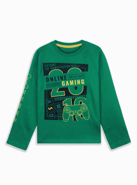 Boys Long Sleeve Green T Shirt