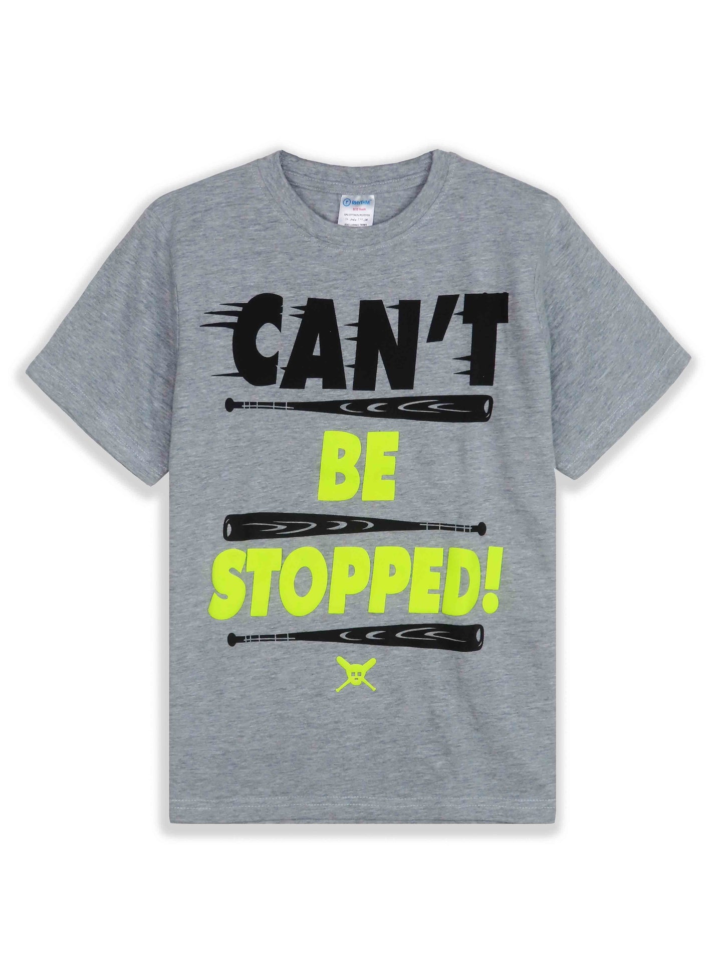 Boys Grey Melange Printed T-Shirt