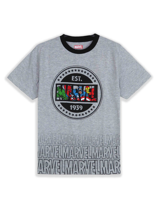 Boys Grey Marvel Printed T-Shirt