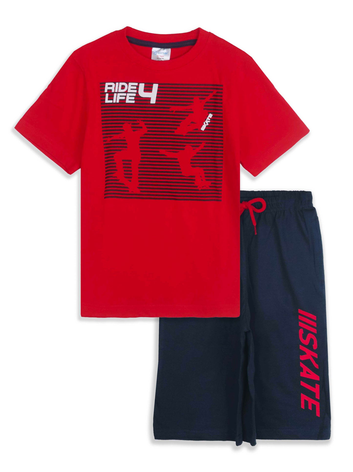 Boys Printed Red Shorty Set