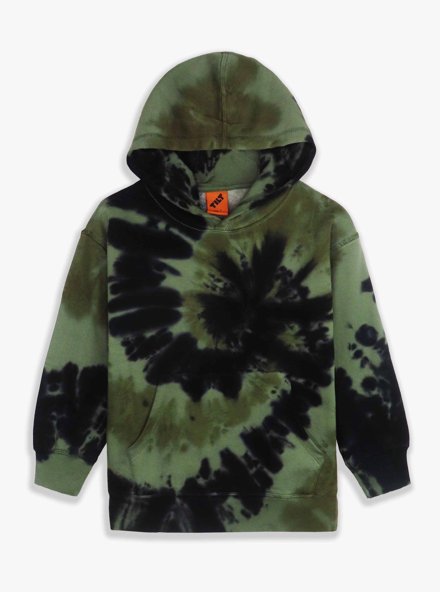 Boys Tie n Dye Hooded Pullover Green Sweatshirt