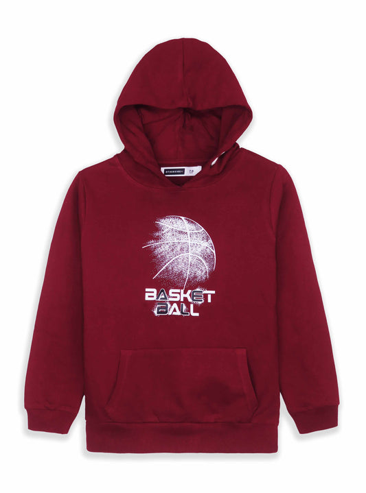 Boys Hooded Pullover Sweatshirt Wine