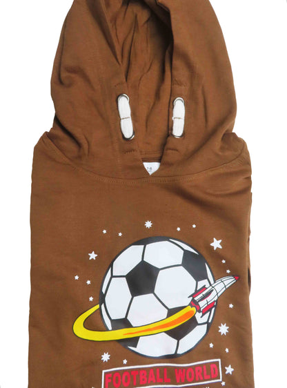 Boys Hooded Pullover Sweatshirt Brown