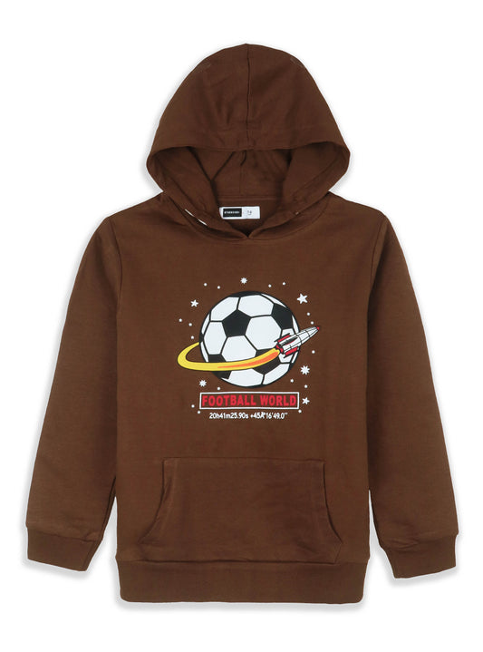 Boys Hooded Pullover Sweatshirt Brown