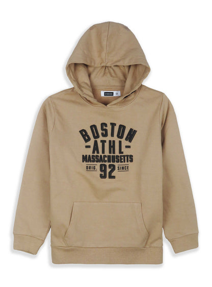 Boys Hooded Pullover Sweatshirt Beige