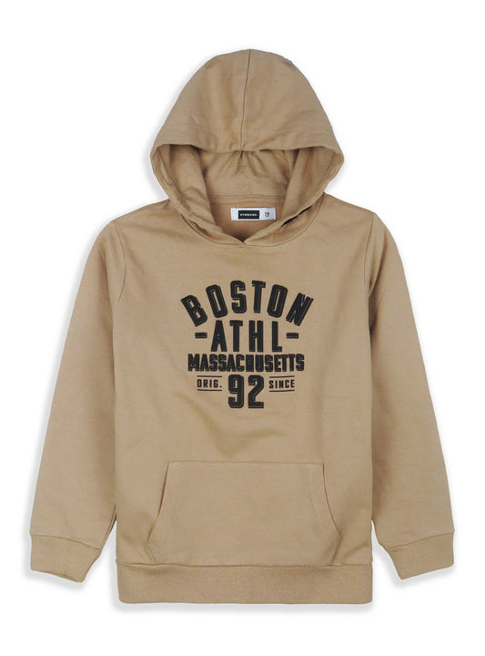 Boys Hooded Pullover Sweatshirt Beige