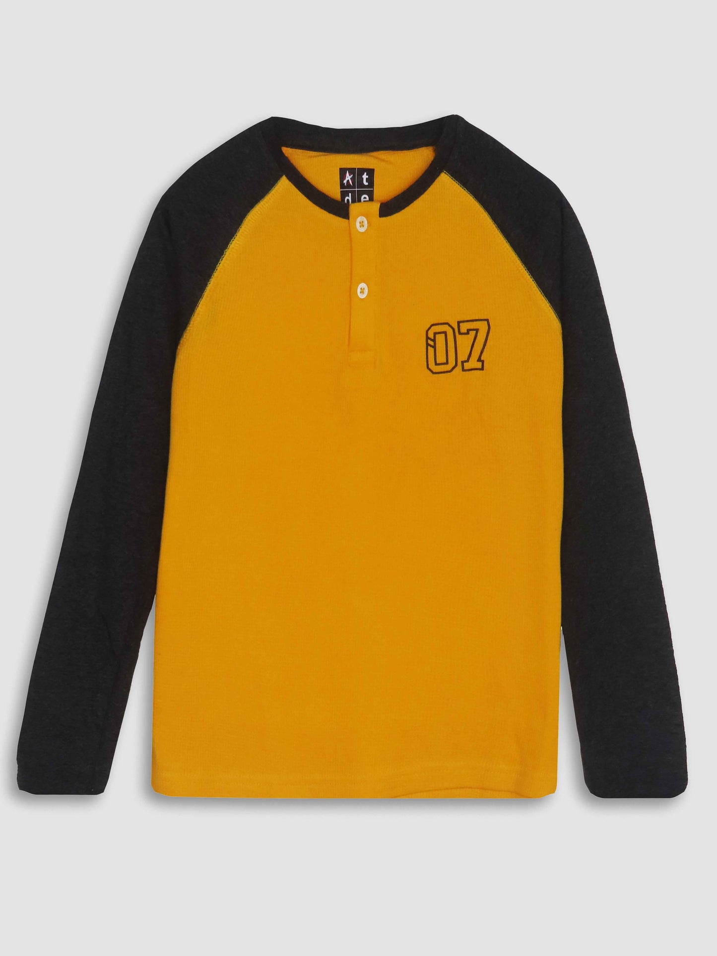 Boys Waffle Henley Yellow T-Shirt