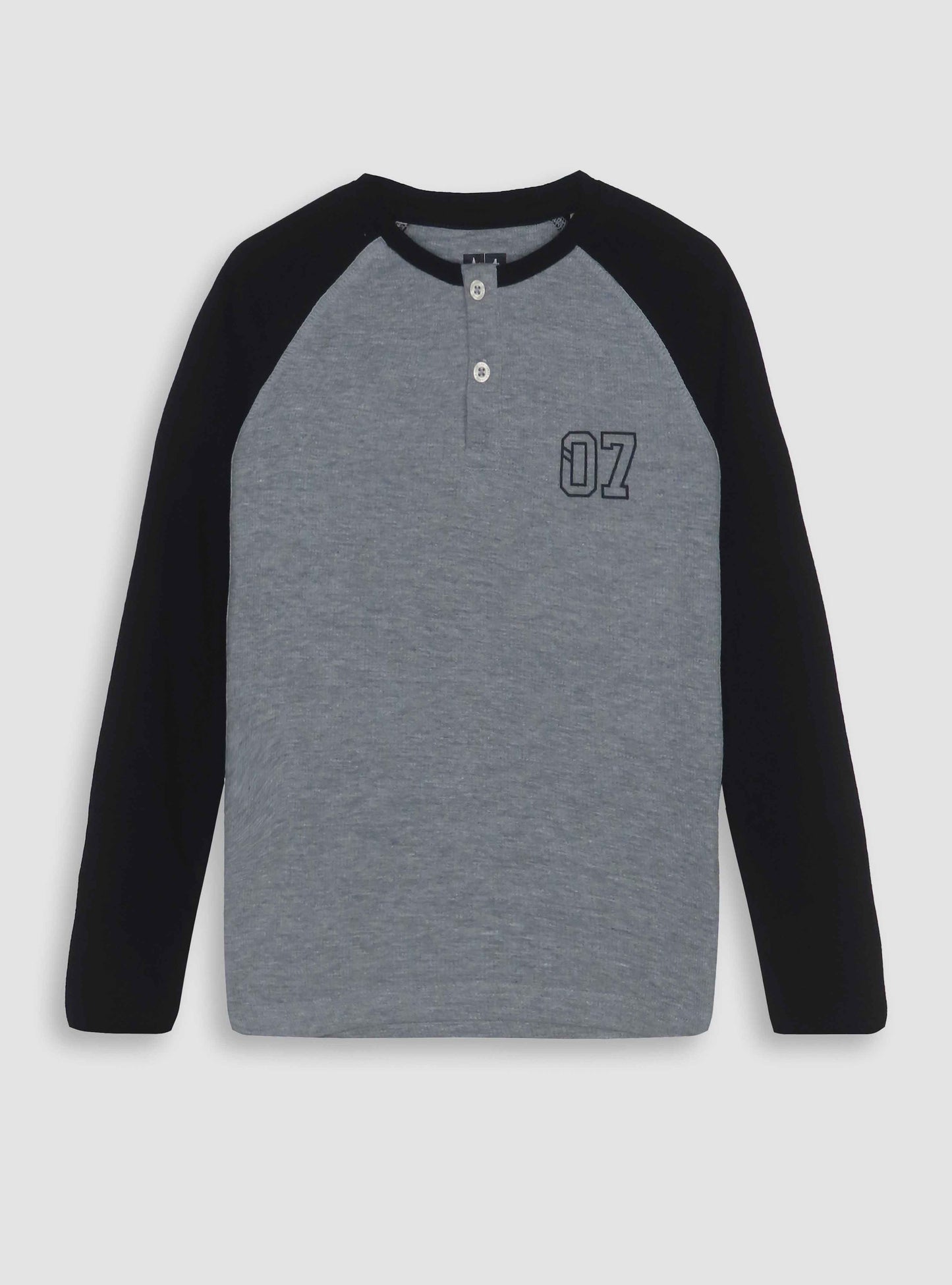 Boys Waffle Henley Grey T-Shirt