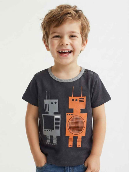Boys Printed T-Shirt Dark Grey