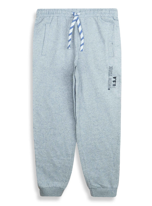 Boys Printed Fleece Grey Jogger