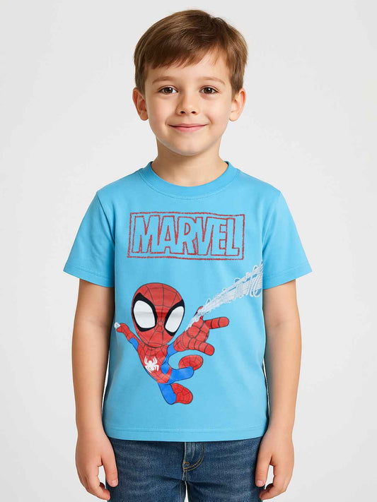 Boys Spider-Man Printed Blue T-Shirt