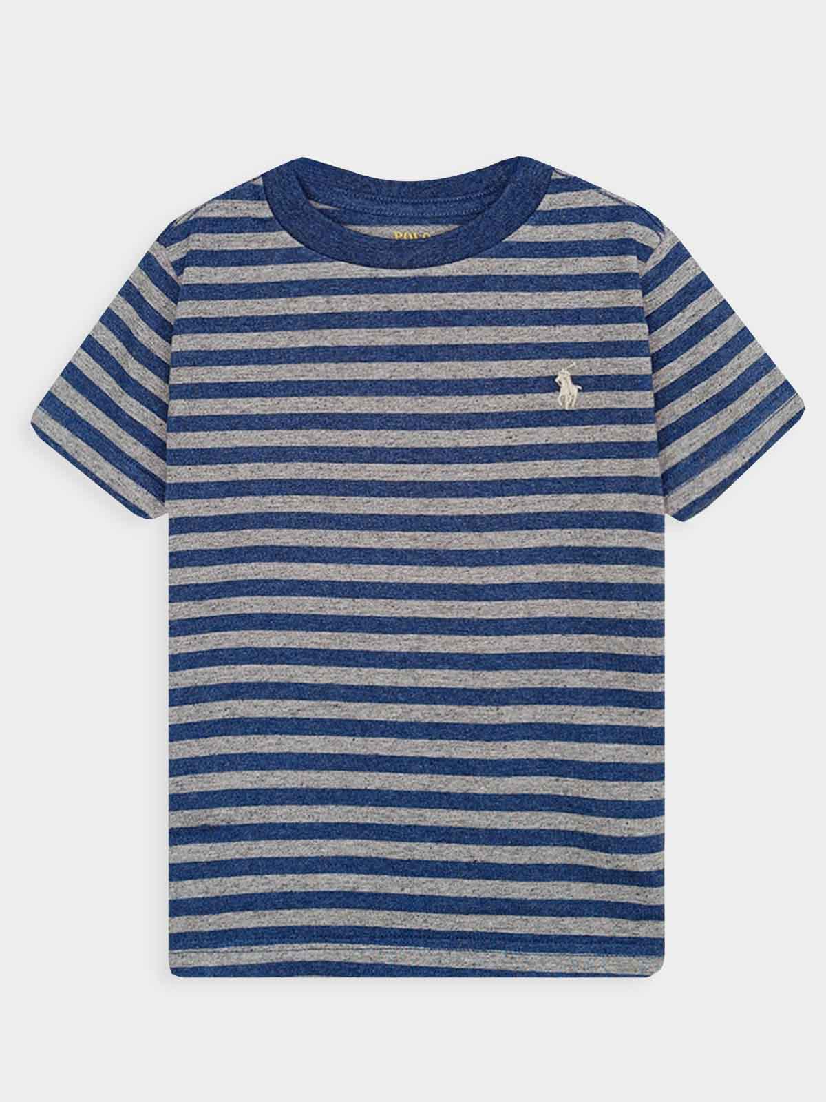 Boys Navy Striped T Shirts