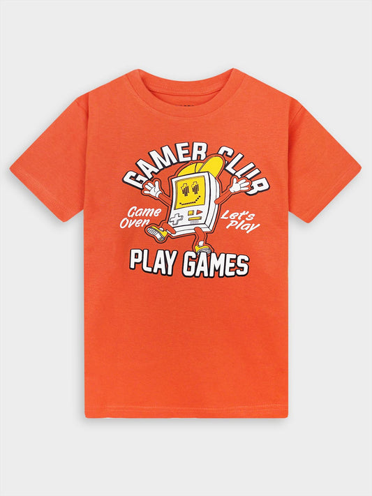 Boys Printed OrangeT-Shirt