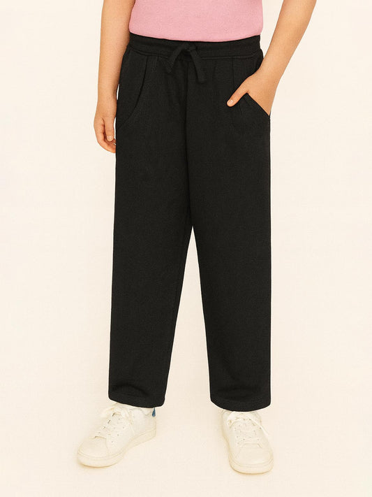 Boys Fleece Black Track Pant