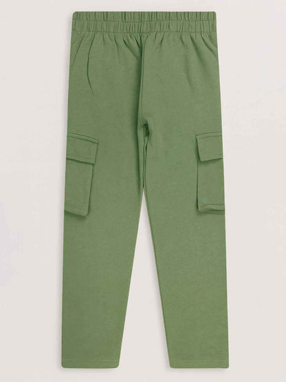 Boys Olive Cargo Track Pant