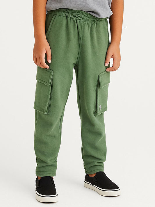 Boys Olive Cargo Track Pant