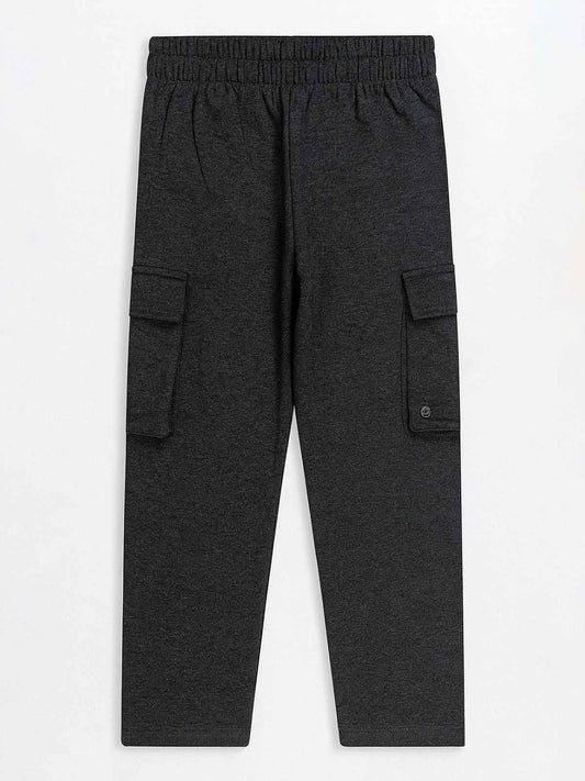 Boys Charcoal Cargo Track Pant
