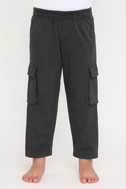 Boys Charcoal Cargo Track Pant