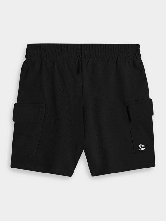 Boys Fleece  Black Cargo Shorts