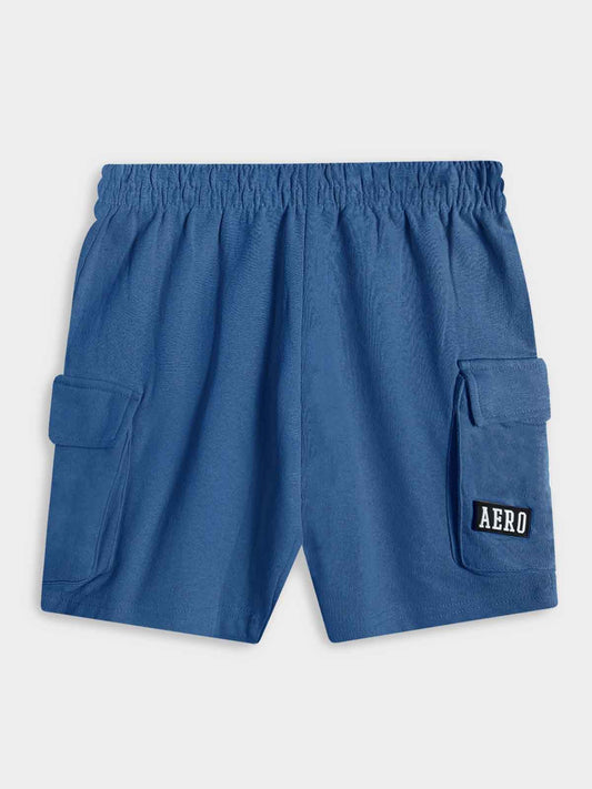 Boys Denim Blue Fleece Cargo Shorts