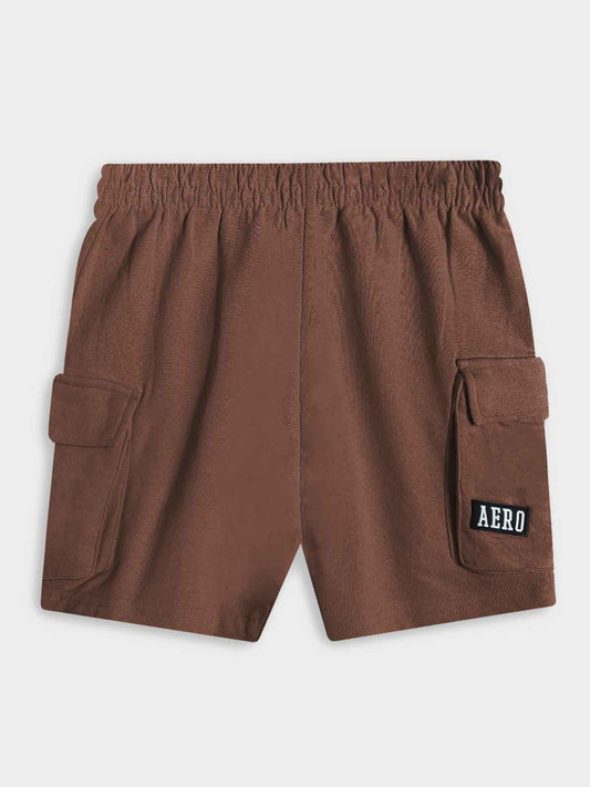 Boys Brown Fleece Cargo Shorts