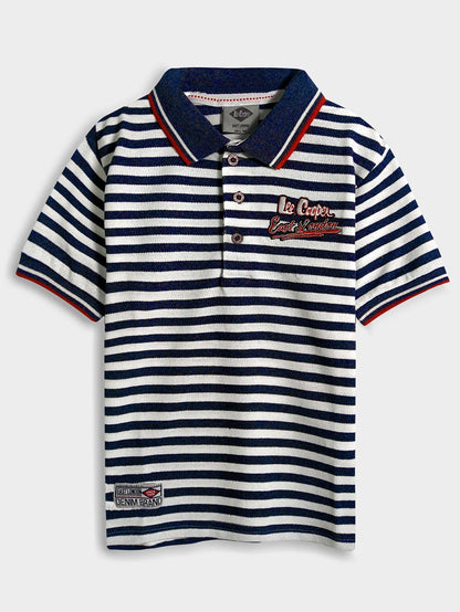 Boys Navy Striped Polo