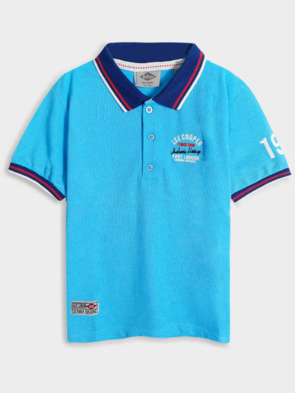 Boys Blue Applique Polo