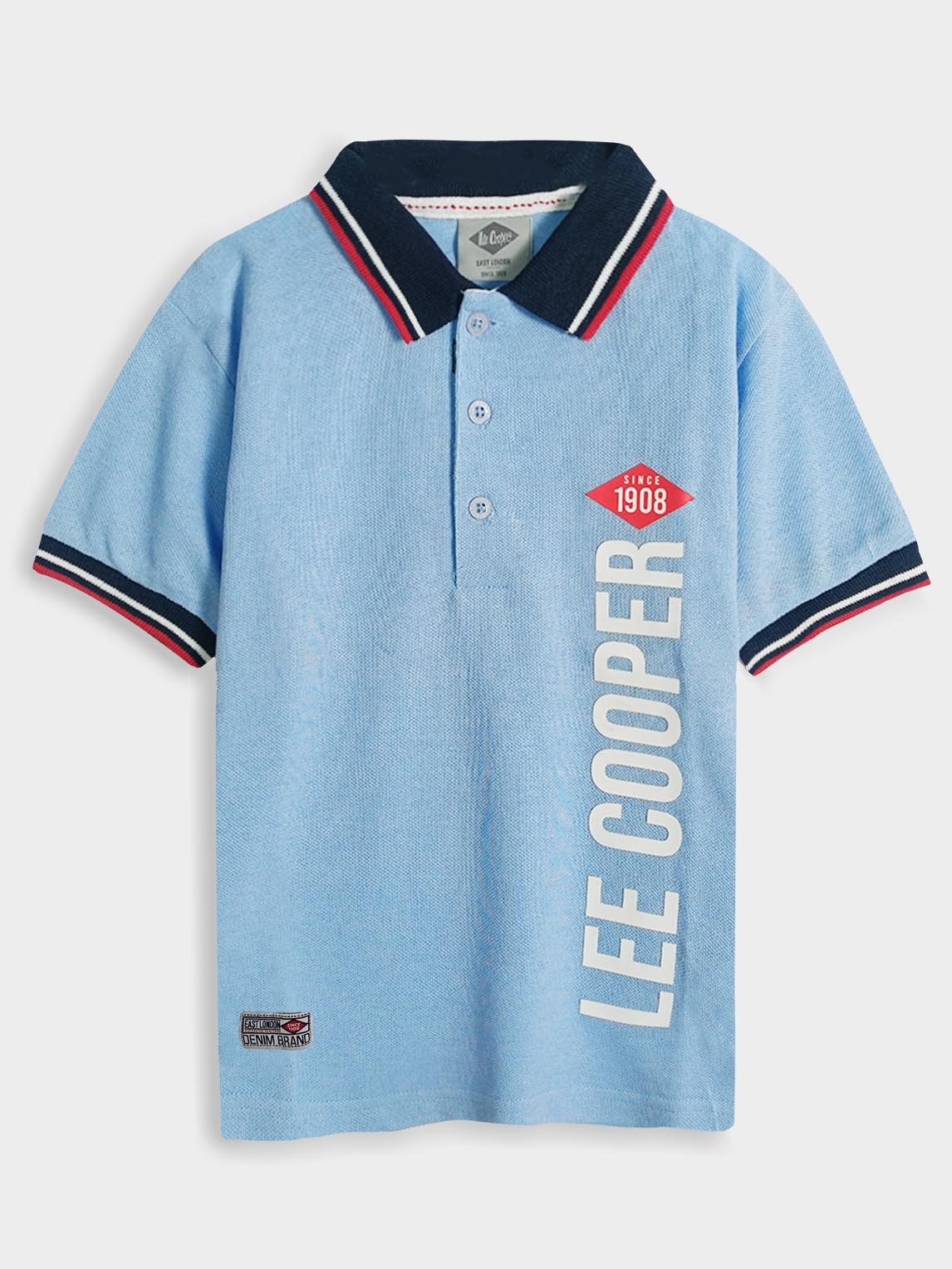 Boys Sky Blue Applique Polo