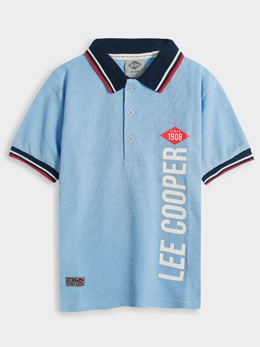 Boys Sky Blue Applique Polo