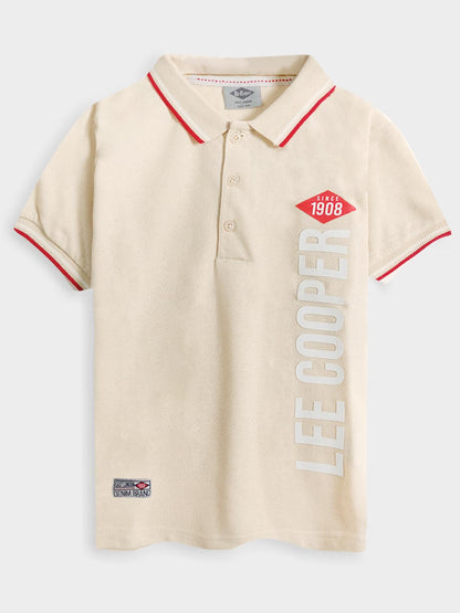 Boys Ecru Applique Polo
