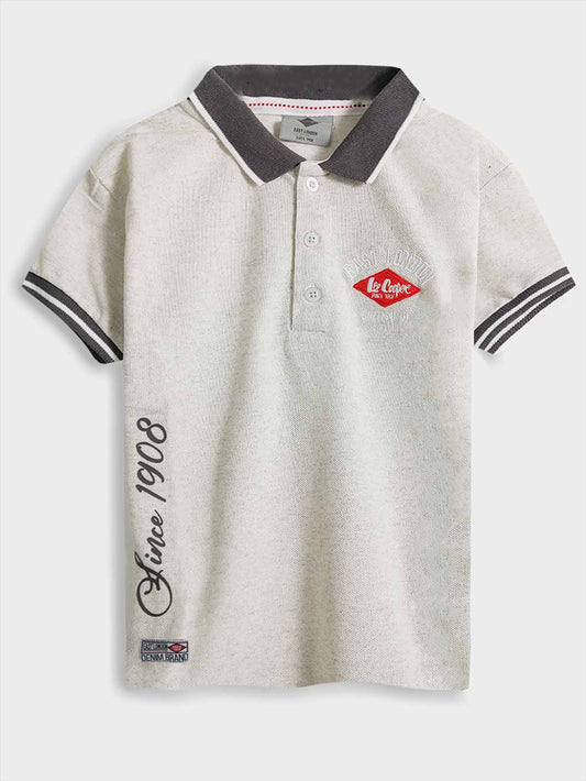 Boys Grey Applique Polo