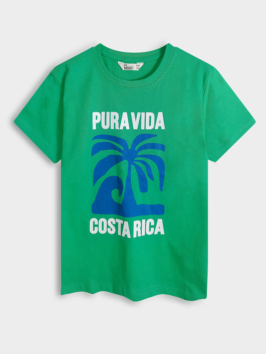 Boys Printed Green T-Shirts