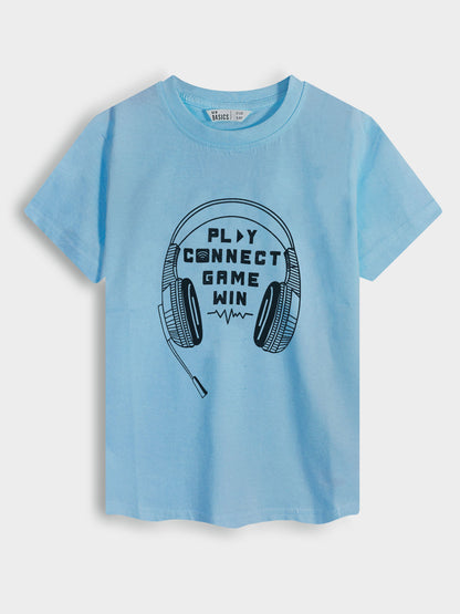 Boys Printed Blue T-Shirt