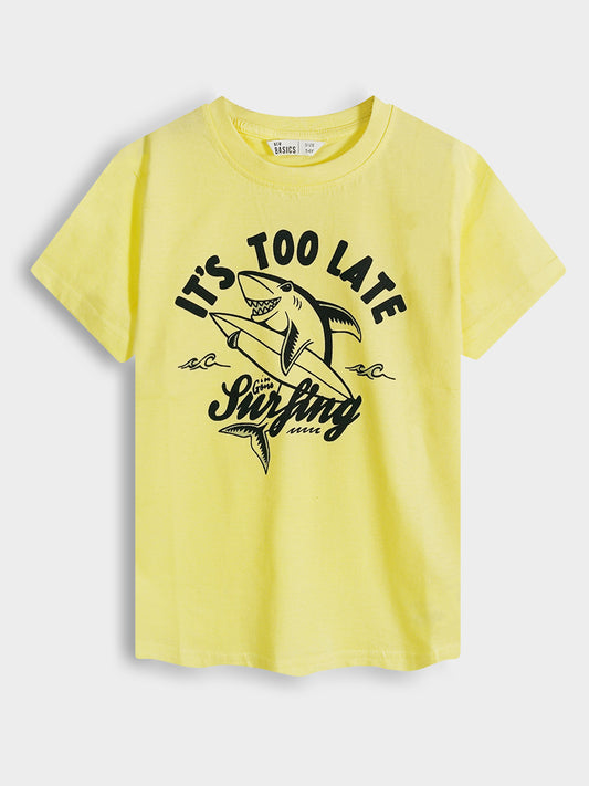 Boys Printed Yellow T-Shirt