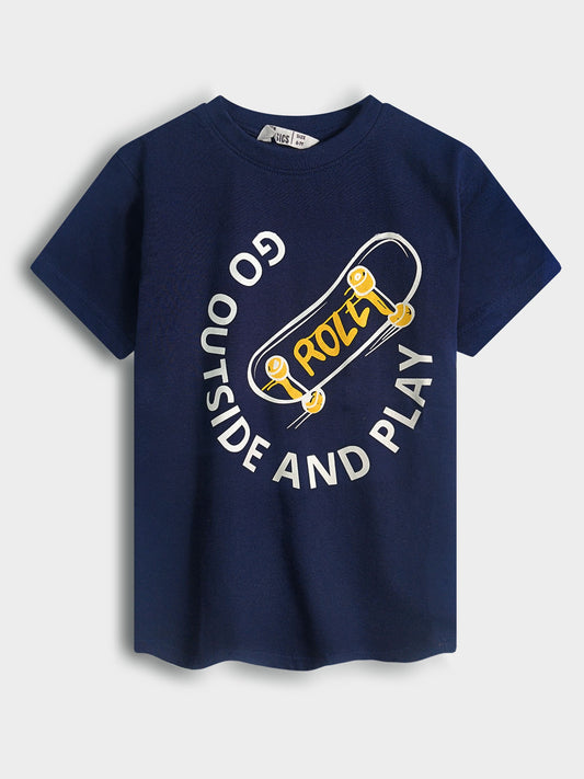 Boys Skate Printed Navy T-Shirt