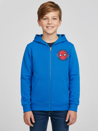 Boys Hooded Full Zipper Blue Sweatshirt