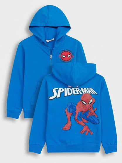 Boys Hooded Full Zipper Blue Sweatshirt