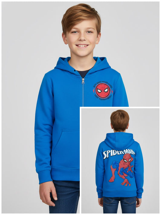 Boys Hooded Full Zipper Blue Sweatshirt